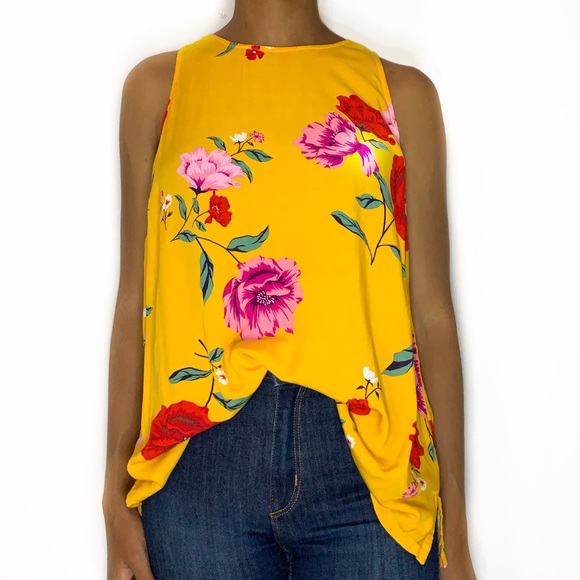 Old Navy Tops - Old navy yellow floral tank top size large